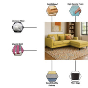 Grayon 3 Seater L Shape Convertible Sofa Set for Living Room, 3 Seater & Ottoman Modular Sectional Couch for Small Space (Grey Dark Grey Colour) Fabric