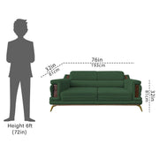 Falconar 3 Seater Sofa Set for Living Room (Green Fabric) Premium Fabric Sofa