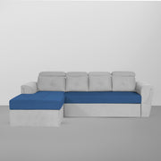 Elvi LHS 6 Seater L Shape Sofa Set for Living Room (Blue Grey Fabric) Premium Fabric Sofa