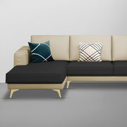 Falco LHS 4 Seater L Shape Sofa Set for Living Room (Cream Black Fabric) Premium Fabric Sofa