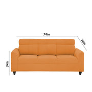 Marco 3 Seater Sofa Set for Living Room (Orange Colour) Premium Fabric Sofa