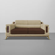 Falconar 3 Seater Sofa Set for Living Room (Cream Brown Fabric) Premium Fabric Sofa