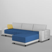 Linus RHS 4 Seater L Shape Sofa Set for Living Room (Blue Grey Fabric) Premium Fabric Sofa