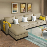 Asser LHS 6 Seater L Shape Sofa Set for Living Room (Cream) Premium Fabric Sofa