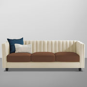 CASALIVING Martine 3 Seater Sofa Set for Living Room (Cream Brown Fabric) | Premium Fabric Sofa