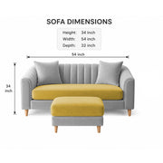 Casaliving Doraldo 2 Seater with Ottoman Sofa Set for Living Room (Black Colour) Premium Fabric Sofa Set