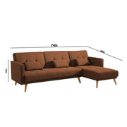Convertible Futon RHS 4 Seater Sofa Cum Bed with Adjustable Backrest Sofa for Living Room (Blue Grey Colour) Premium Fabric Sofa