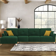 Antonio LHS 6 Seater L Shape Sofa Set for Living Room (Green Premium Fabric)