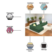 Badger LHS 6 Seater L Shape Sofa Set for Living Room (Black Fabric) Premium Fabric Sofa