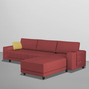 Linus RHS 4 Seater L Shape Sofa Set for Living Room (Maroon Fabric) Premium Fabric Sofa