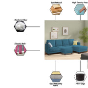 Swaloni RHS 6 Seater L Shape Sofa Set with Center Table for Living Room (Turquise) Premium Fabric Sofa