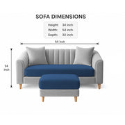 Casaliving Doraldo 2 Seater with Ottoman Sofa Set for Living Room (Black Colour) Premium Fabric Sofa Set