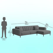 Damian RHS 4 Seater L Shape Sofa Set for Living Room (Dark Grey Colour Fabric) Premium Fabric Sofa Set for Living Room