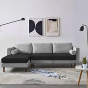 Casaliving Aezra LHS 4 Seater L Shape Sofa Set for Living Room (Black Grey Fabric) Premium Fabric Sofa