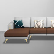 Falco LHS 6 Seater L Shape Sofa Set for Living Room (Brown Grey Fabric) Premium Fabric Sofa