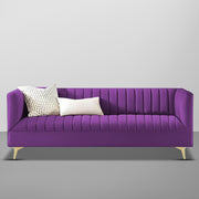 Jarvis 3 Seater Sofa Set for Living Room (Purple Fabric) | Premium Fabric Sofa