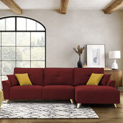 Antonio RHS 4 Seater L Shape Sofa Set for Living Room (Maroon Premium Fabric)