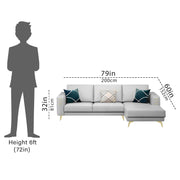 Falco RHS 4 Seater L Shape Sofa Set for Living Room (Grey Fabric) Premium Fabric Sofa