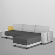 Linus RHS 4 Seater L Shape Sofa Set for Living Room (Black Grey Fabric) Premium Fabric Sofa