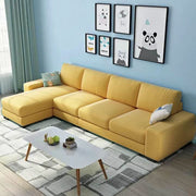 Hudson 5 Seater L Shape Sofa Set for Living Room (Yellow Fabric) Left Side
