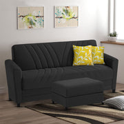 Francis 3 Seater Sofa Set with Ottoman for Living Room (Black) Fabric