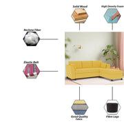 Blustin RHS 4 Seater L Shape Sofa Set for Living Room (Yellow Fabric) Premium Fabric Sofa