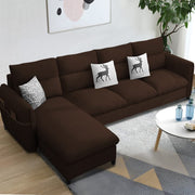 Andon 6 Seater L Shape Sofa Set for Living Room (Black Grey Fabric) Left Side Sofa