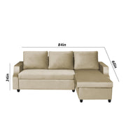 Asper RHS 4 Seater L Shape Sofa Set for Living Room (Cream Fabric) Premium Fabric Sofa