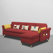 Ventos RHS 6 Seater L Shape Sofa Set for Living Room (Maroon) Premium Velvet Fabric