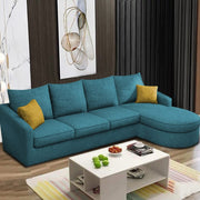 Shrank Round Lounger L Shape 6 Seater Sofa Set for Living Room (Turquise) Fabric Sofa | RHS