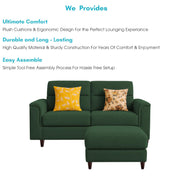Casaliving Nancy 2 Seater with Ottoman Sofa Set for Living Room (Black Colour) Premium Fabric Sofa Set
