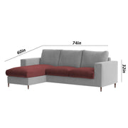 Charmi LHS 4 Seater L Shape Sofa Set for Living Room (Maroon Grey Fabric) Premium Fabric Sofa
