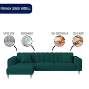Damian LHS 4 Seater L Shape Sofa Set for Living Room (Pine Colour Fabric) Premium Fabric Sofa Set for Living Room