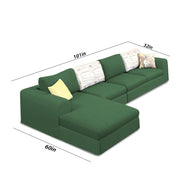 Badger LHS 6 Seater L Shape Sofa Set for Living Room (Black Fabric) Premium Fabric Sofa