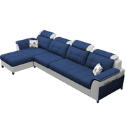 Casaliving Ella LHS 6 Seater L Shape Sofa Set for Living Room (Blue Grey) Premium Fabric Sofa Set for Living Room