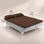 Casaliving Danny Sofa Cum Bed for Living Room Premium Fabric Sofa New 3 Seater Sofa Cum Bed Velvet Fabric with 2 Cushions and Suitable for All Indoor (Black Grey)