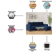 Charmi RHS 4 Seater L Shape Sofa Set for Living Room (Blue Fabric) Premium Fabric Sofa