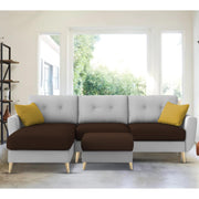 Lizel LHS 4 Seater L Shape Sofa Set with Center Table for Living Room (Brown Grey Fabric) Premium Velvet Fabric Sofa