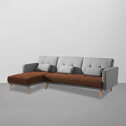 Gamora LHS 4 Seater L Shape Sofa Set for Living Room (Brown Grey) Premium Fabric Sofa
