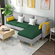 Asser RHS 4 Seater L Shape Sofa Set for Living Room (Green Grey) Premium Fabric Sofa