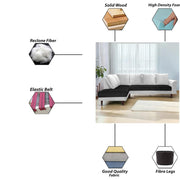 Casaliving Bradley LHS 4 Seater L Shape Sofa Set for Living Room (Black Grey Fabric) Premium Fabric Sofa