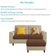 Casaliving Nancy 2 Seater with Ottoman Sofa Set for Living Room (Black Colour) Premium Fabric Sofa Set