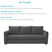 Clifton 3 Seater Sofa Cum Bed for Living Room (Dark Grey Fabric) Premium Fabric Sofa