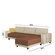 Linus RHS 4 Seater L Shape Sofa Set for Living Room (Cream Brown Fabric) Premium Fabric Sofa