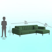 Damian RHS 4 Seater L Shape Sofa Set for Living Room (Green Colour Fabric) Premium Fabric Sofa Set for Living Room