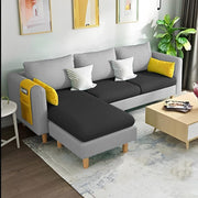 Asser LHS 4 Seater L Shape Sofa Set for Living Room (Black Grey) Premium Fabric Sofa