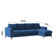 Charmi RHS 6 Seater L Shape Sofa Set for Living Room (Blue Fabric) Premium Fabric Sofa
