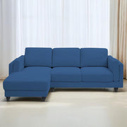 Casaliving Logan RHS 4 Seater L Shape Sofa Set for Living Room (Blue Black Fabric) Premium Fabric Sofa