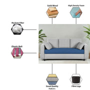 Casaliving Vitserk 3 Seater Sofa Set for Living Room (Blue Grey Colour) Premium Fabric Sofa