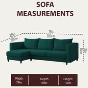 Mikasa 4 Seater LHS L Shape Sofa Set for Living Room (Pine Fabric) Premium Fabric Sofa Set for Living Room